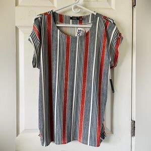 CURE. Striped Red and Black Women's Top Sz L